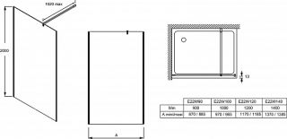 Душевая перегородка Jacob Delafon Contra E22W90-BLV 90 см профиль чёрный стекло прозрачное